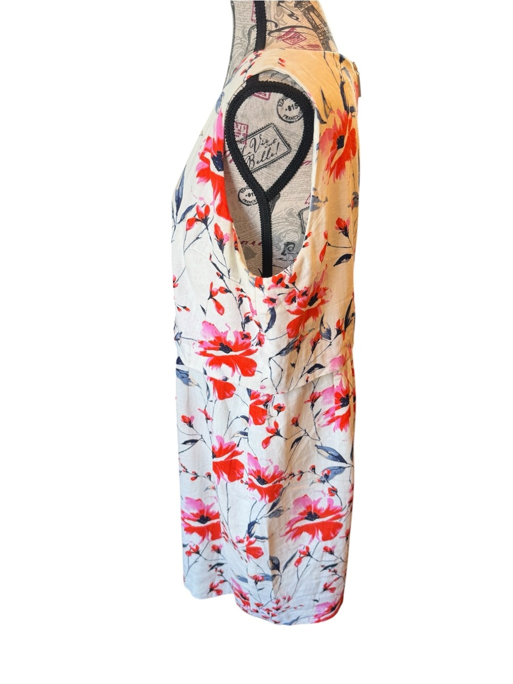 Ivanka Trump Cream Dress with Pink, Red, and Navy Floral Accents - Picture 2 of 8
